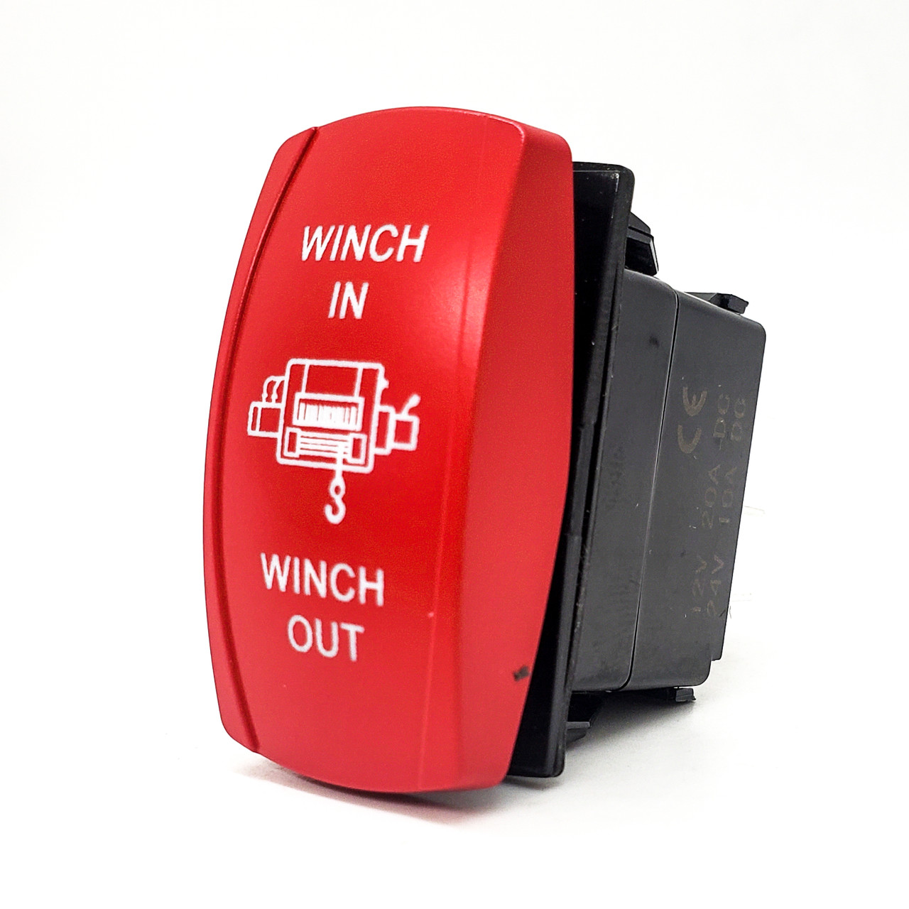 Winch In/Out Red Plate Momentary Rocker Switch 4-Pin for UTV