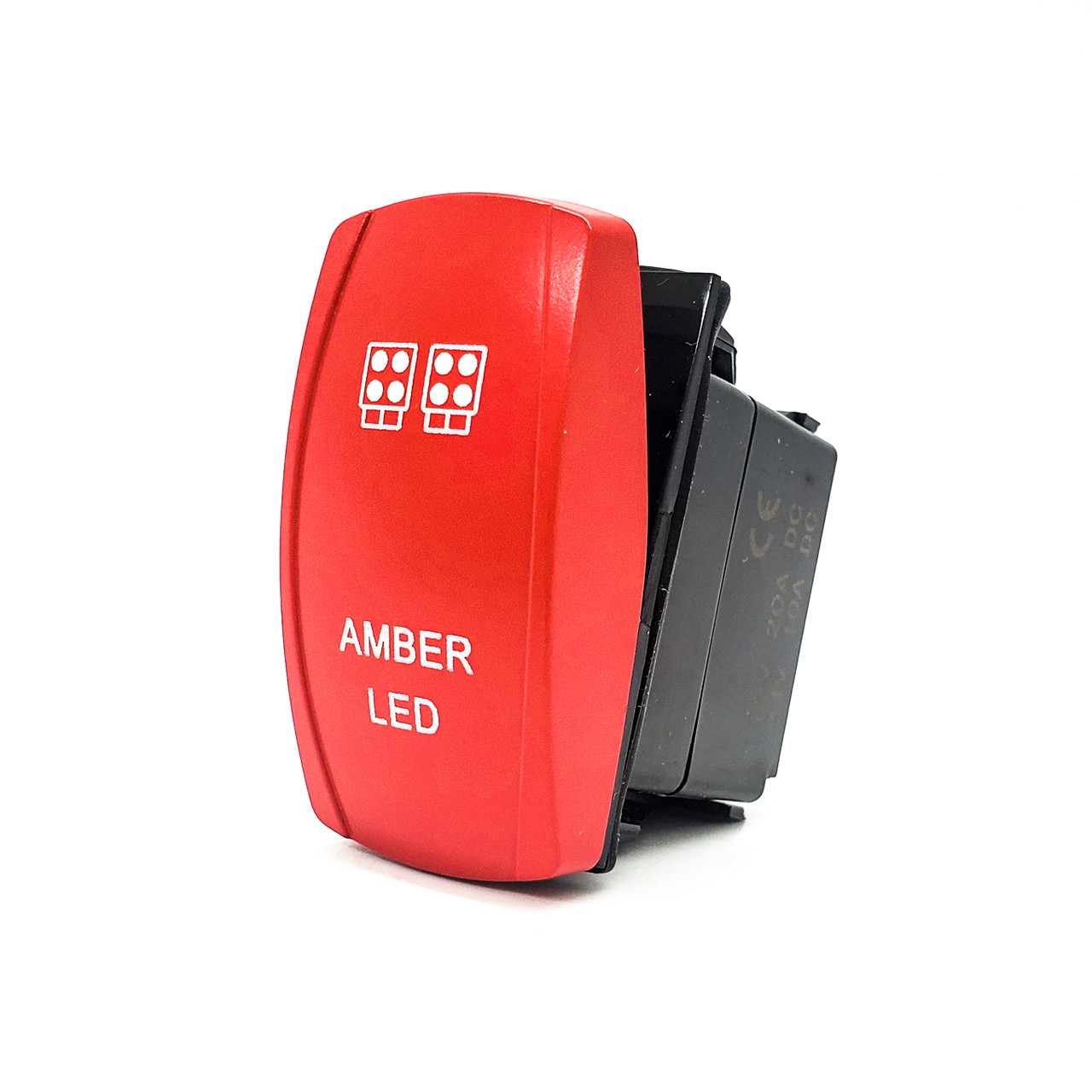 luv☆ AMBER LED Laser-etched Red Plate On/Off Rocker Switch 4-Pin for