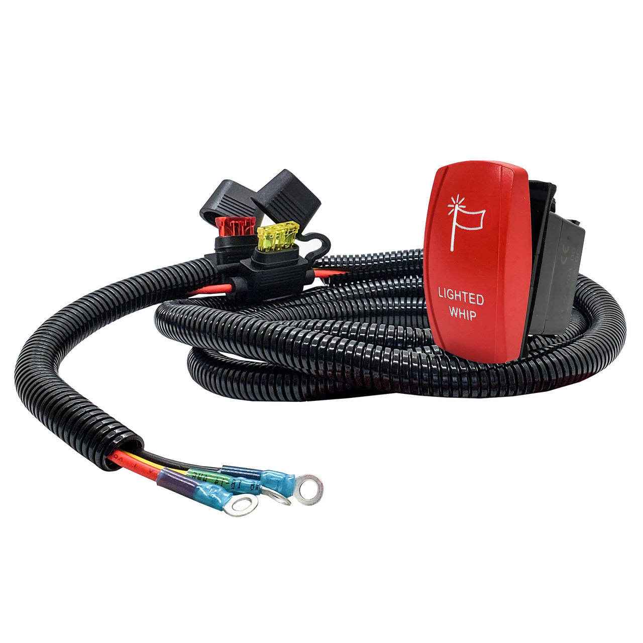 OZ-USA® Plug & Play LIGHTED WHIP Wiring Harness with Red On/Off
