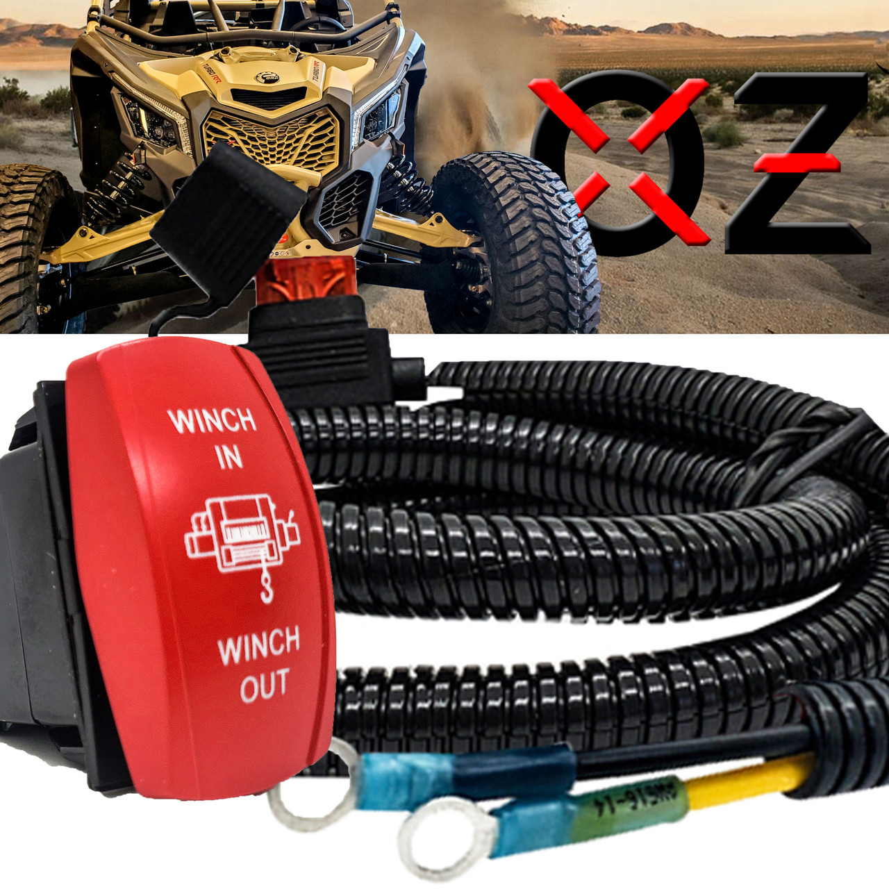 Winch In/Out Red Rocker Switch with Power Bus Bar Distribution Block ...