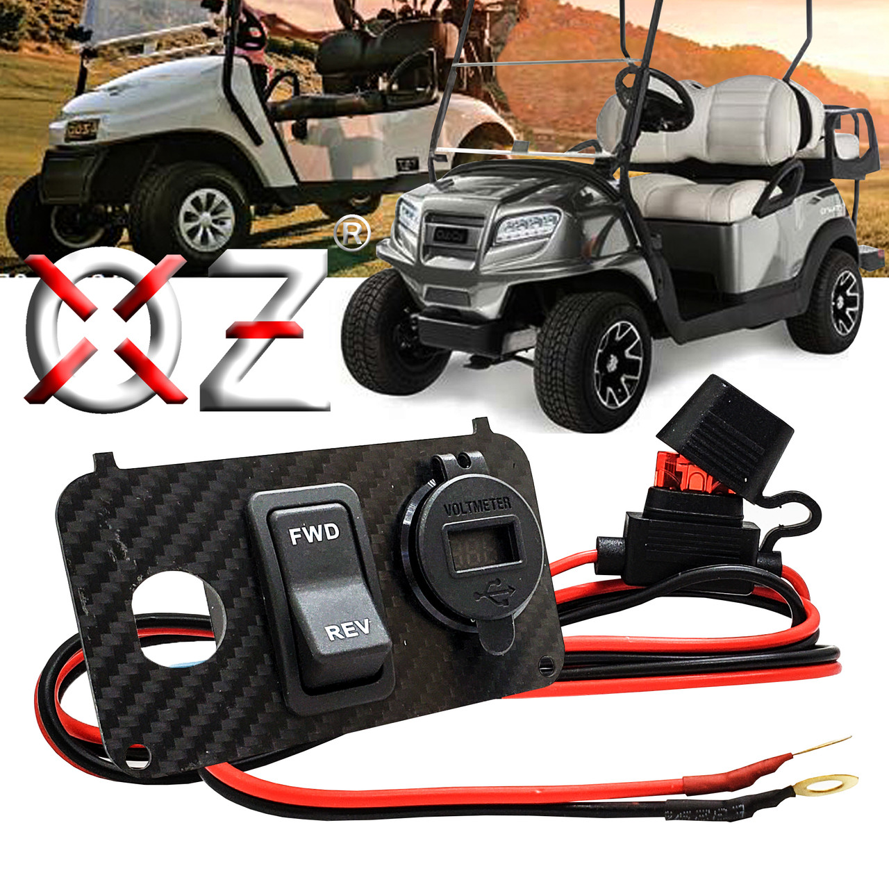 Carbon Fiber Golf Cart FWD/REV Drive Selector Volt Meter Key