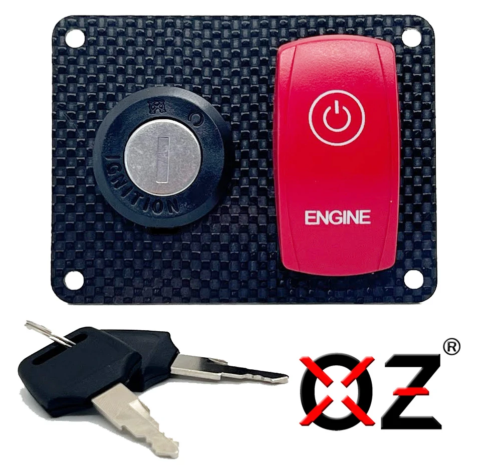 Carbon Fiber keyed Ignition Switch Panel locking Engine Start Rocker ...
