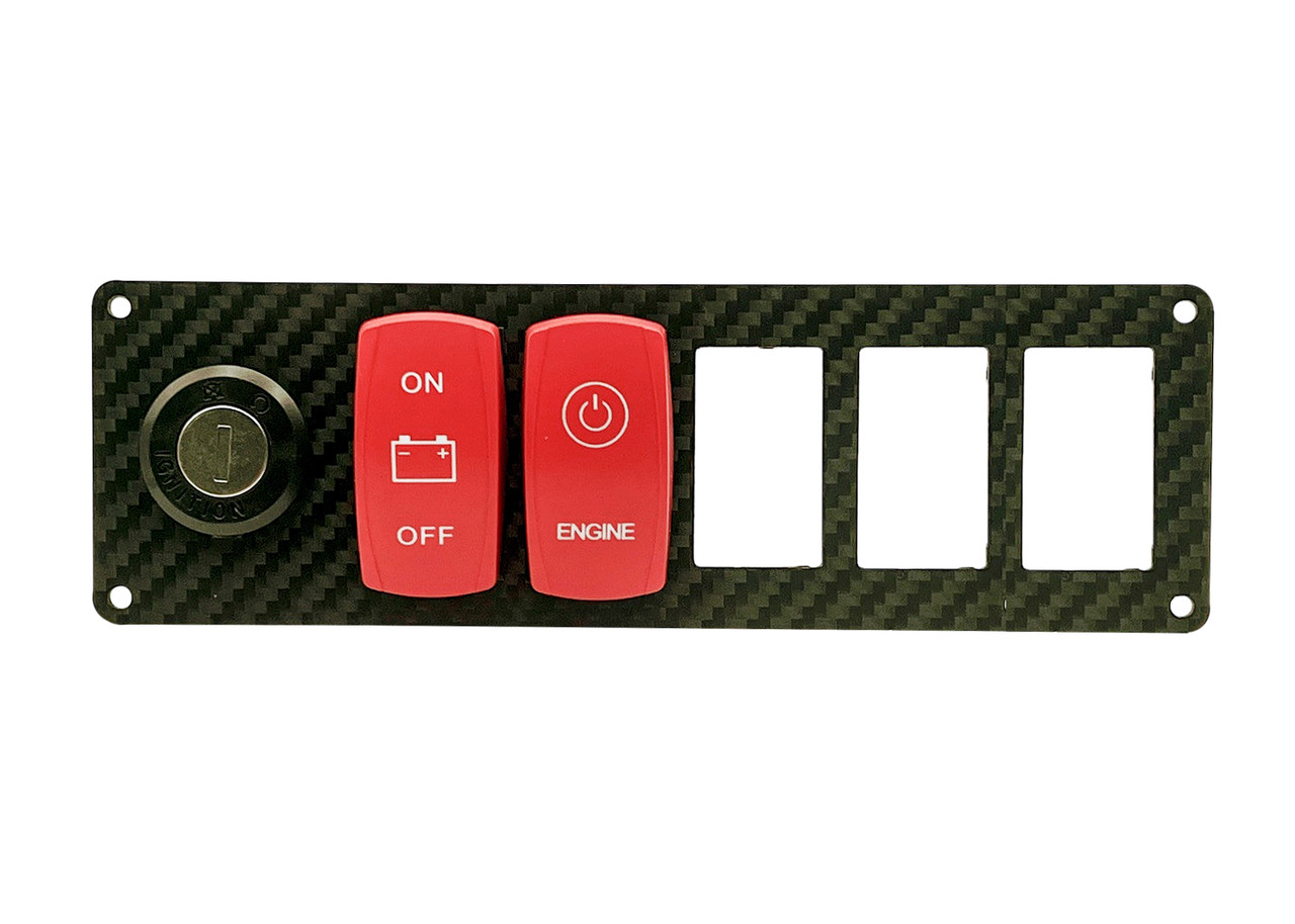 LIBERAL カーボンプッシュスイッチ レッド 5 Gang Carbon fiber Keyed Ignition Rocker Switch Panel - OZ