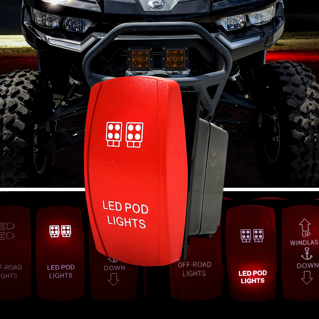 Blue Light Laser 5pin Toggle Rocker Switch ROOF LED LIGHT BAR For - Foto 8