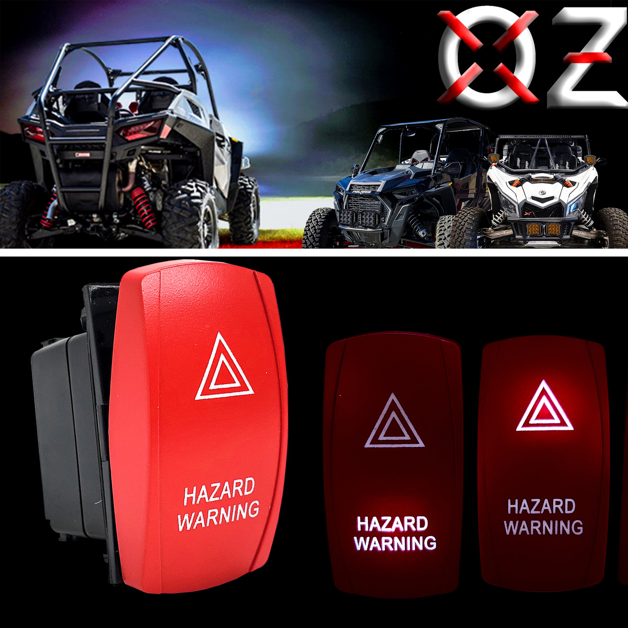 Hazard Warning On/Off Red Rocker Switch 4-Pin for Trucks UTV Golf