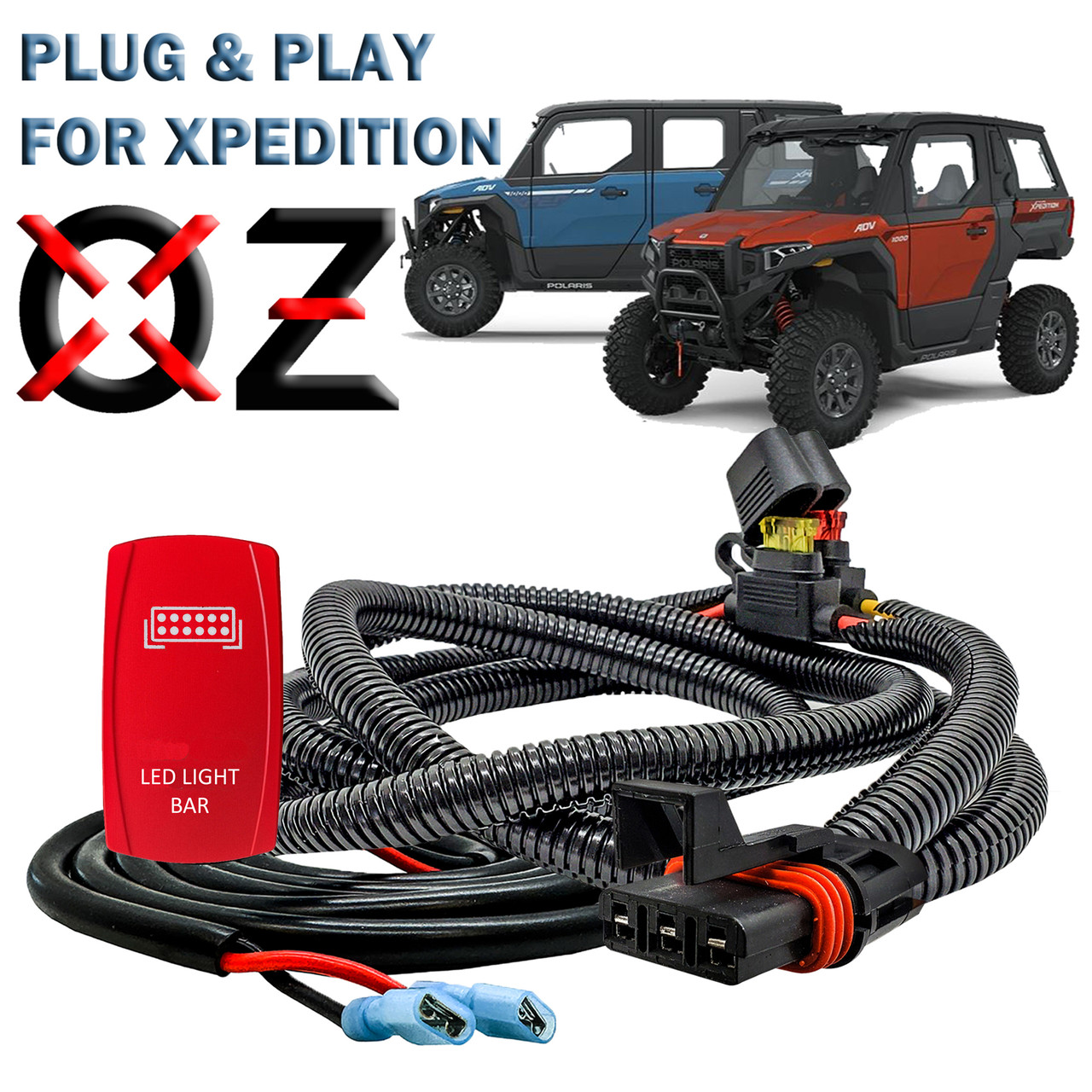 10' Pulse Power Bus Bar Plug Wire Harness with LED LIGHT BAR On