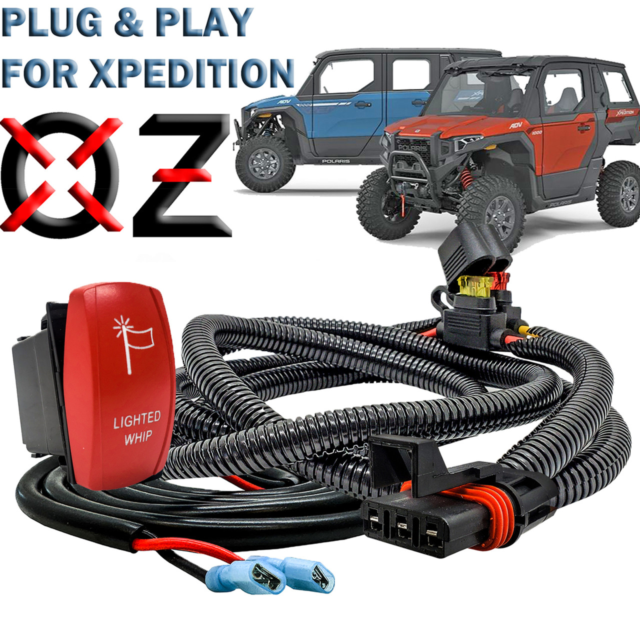 12ft Pulse Power Bus Bar Plug Wire Harness with LIGHTED WHIP On
