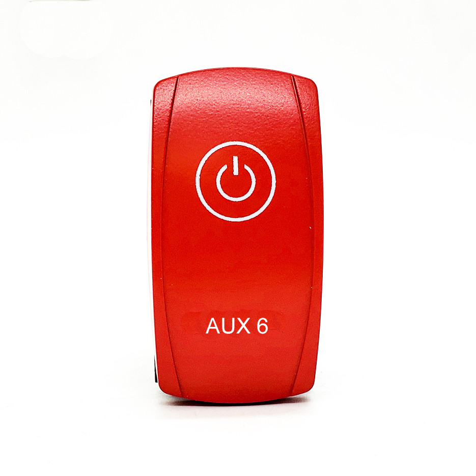 AUX 6 On/Off Red Rocker Switch 4-Pin Accessory Auxiliary Lights