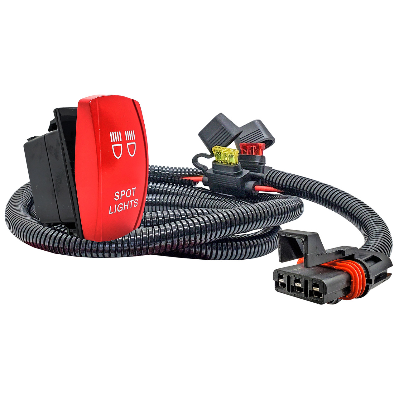 Spot Lights On/Off Red Rocker Switch with Power Busbar Plug Harness ...