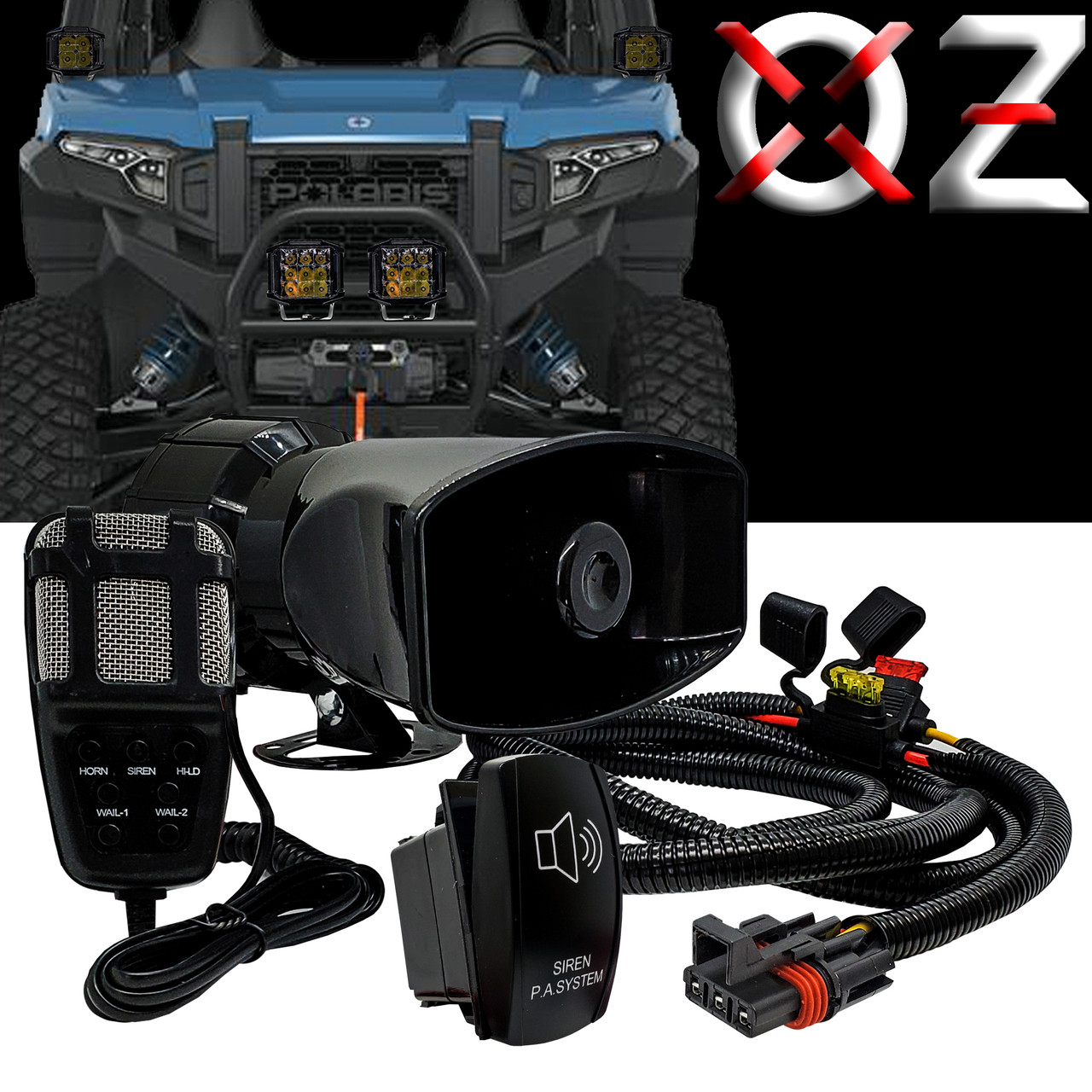 Alarm Horn Siren PA Speaker Mic System with Pulse Power Busbar
