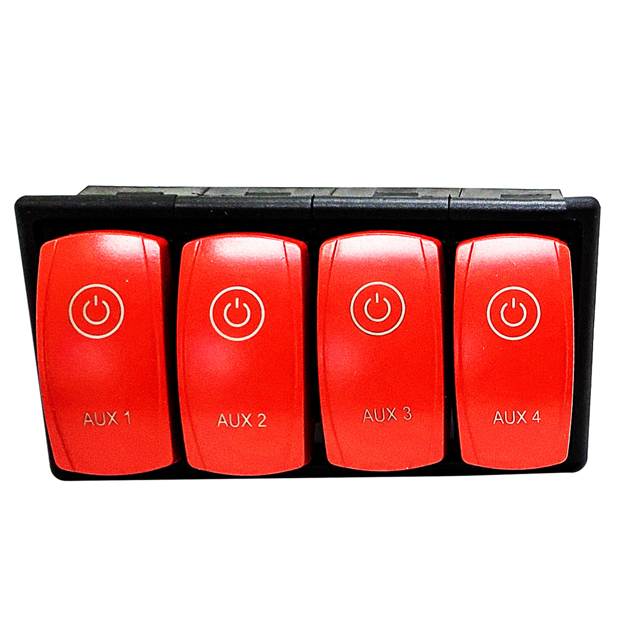 4 Gang Aux On/Off Red Rocker Switch for Trucks Tractors RVs Marine ...