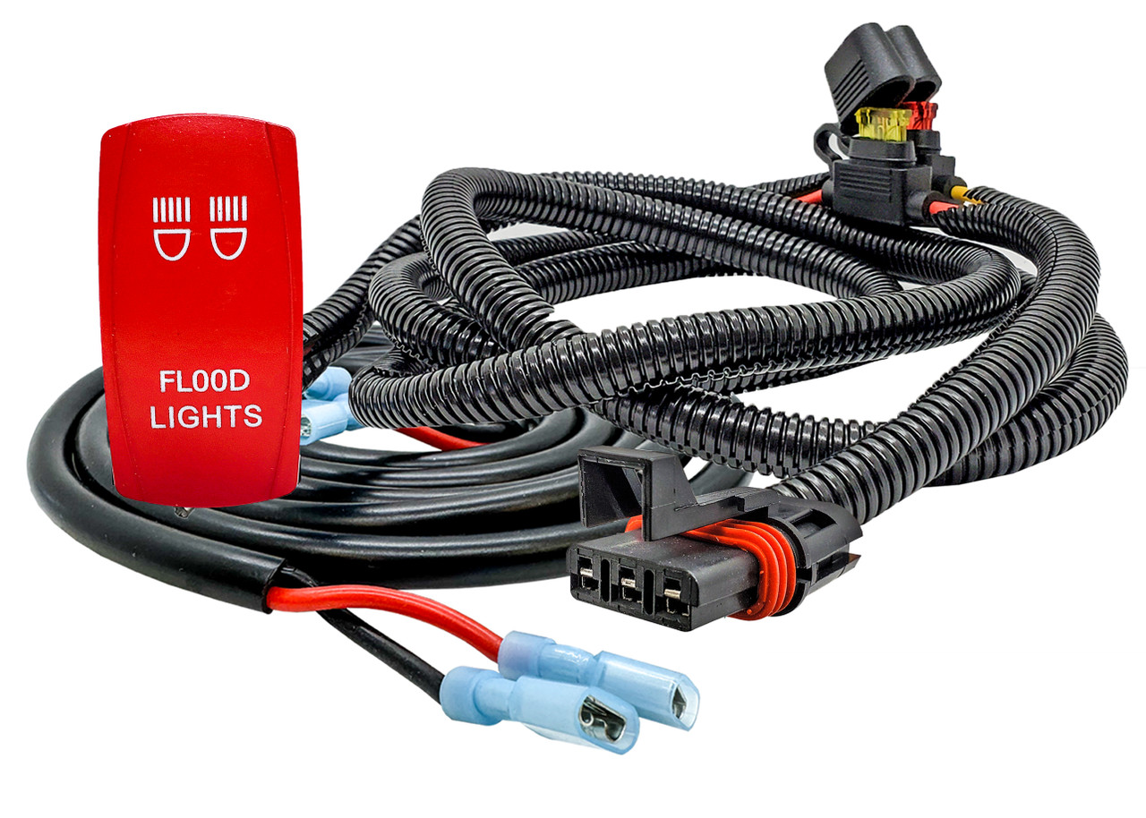 10' Pulse Power Bus Bar Plug Wire Harness with Flood Lights On/Off