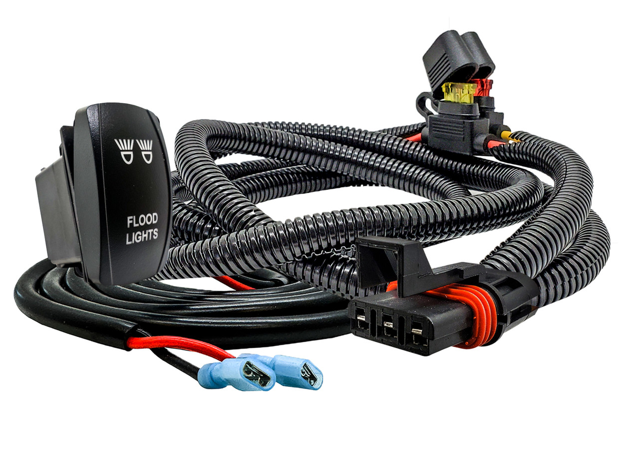 10' Pulse Power Bus Bar Plug Wire Harness with Flood Lights On/Off