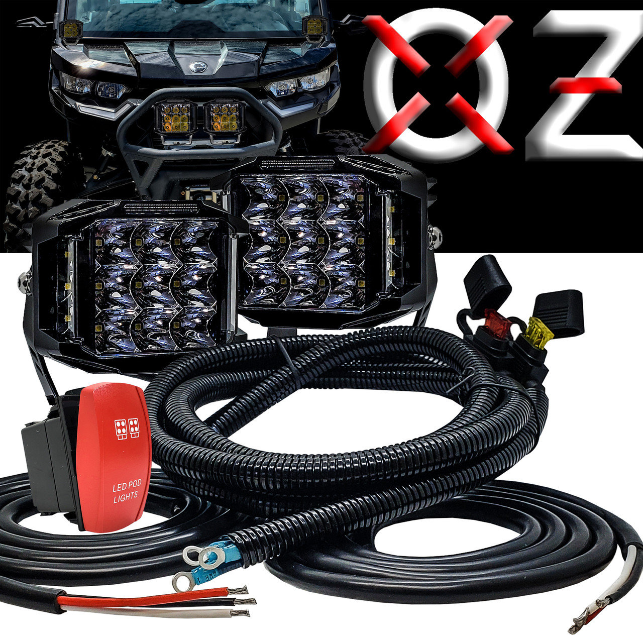 Pod Lights 120W Side-Emitting LED Lights 180° Beam DRL with Power