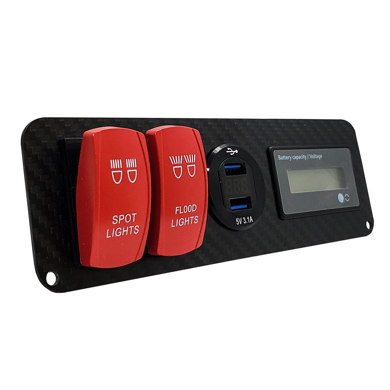 Carbon Fiber Golf Ball Holder Dash Cover Plate Spot & Flood Light