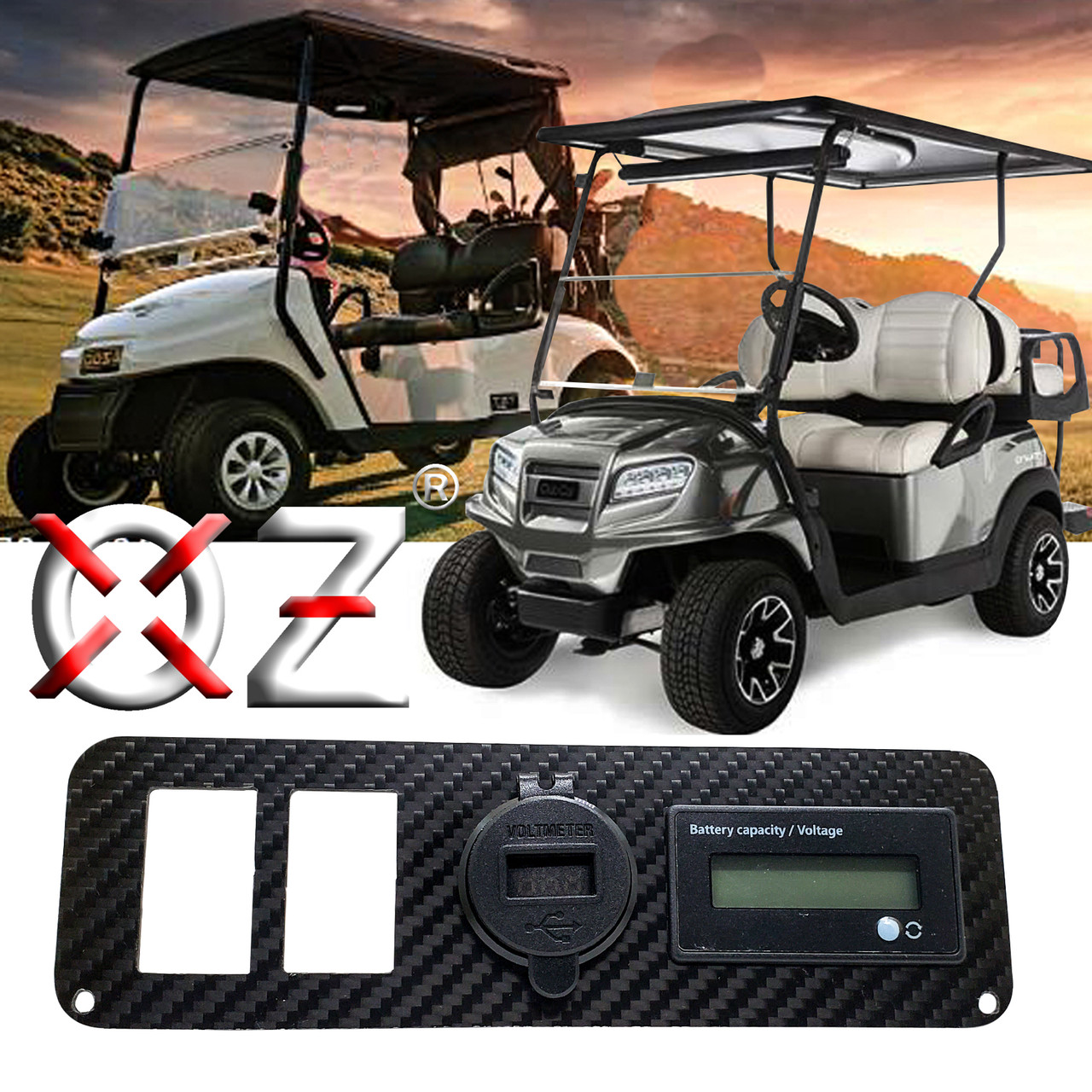 Carbon Fiber Golf Ball Holder Dash Cover Plate USB Charger Battery