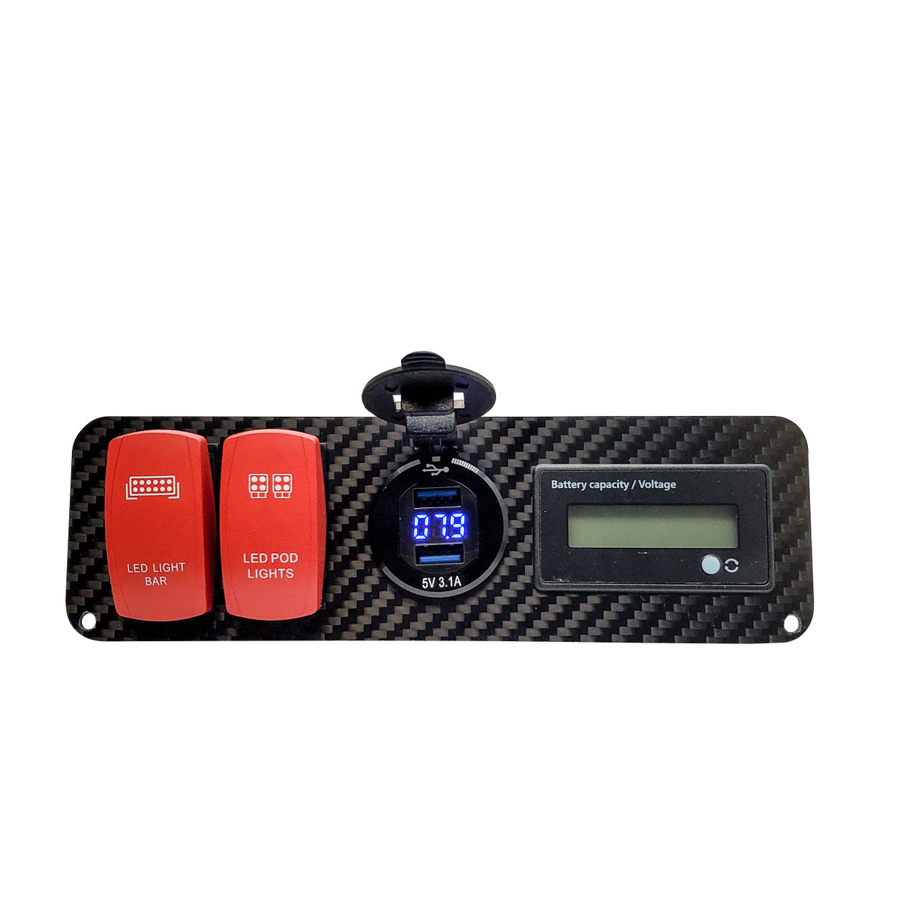 Carbon Fiber Golf Ball Holder Dash Cover Plate USB Charger