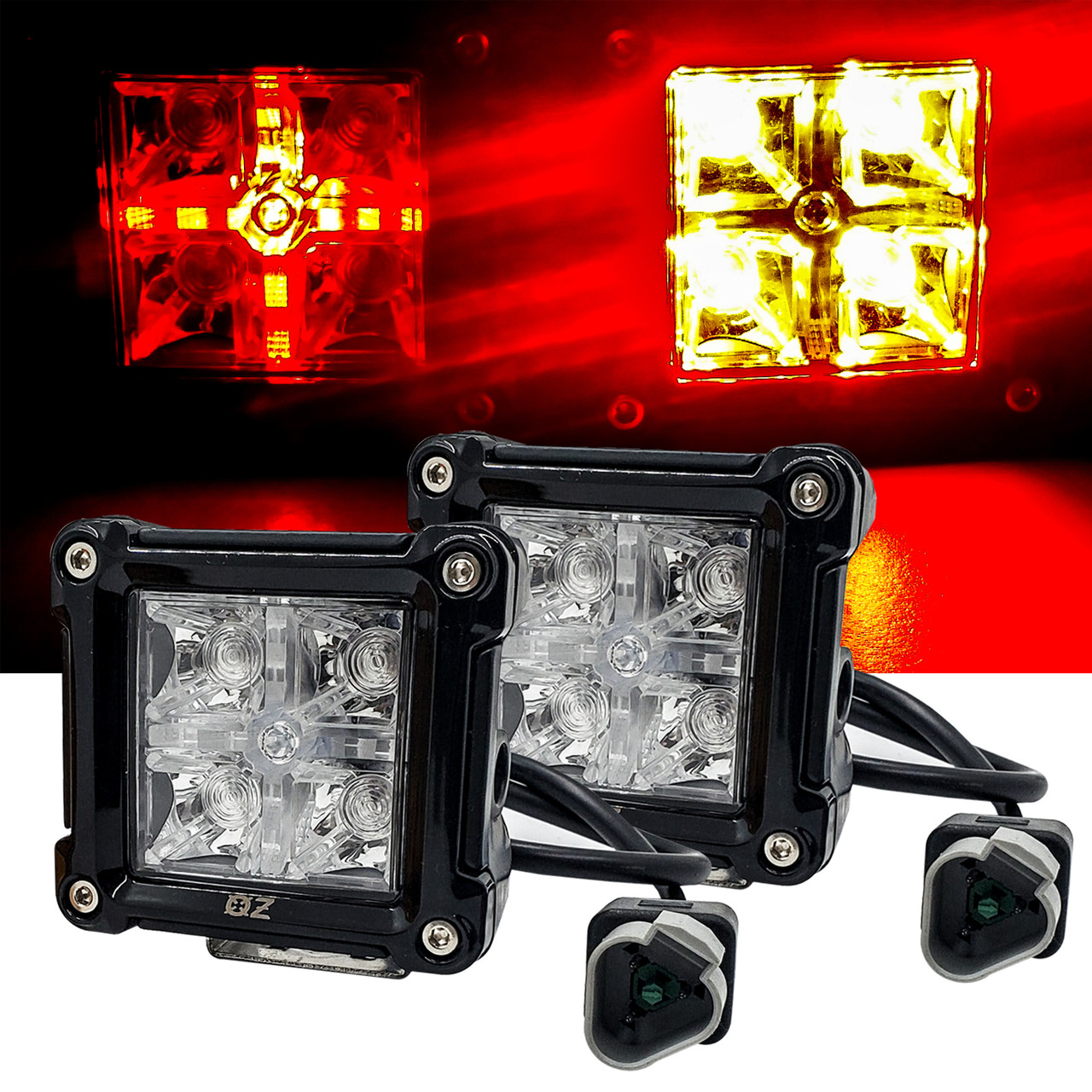 Red LED High Output POD Light | DRL Function | Cube Fog/Tail/brake