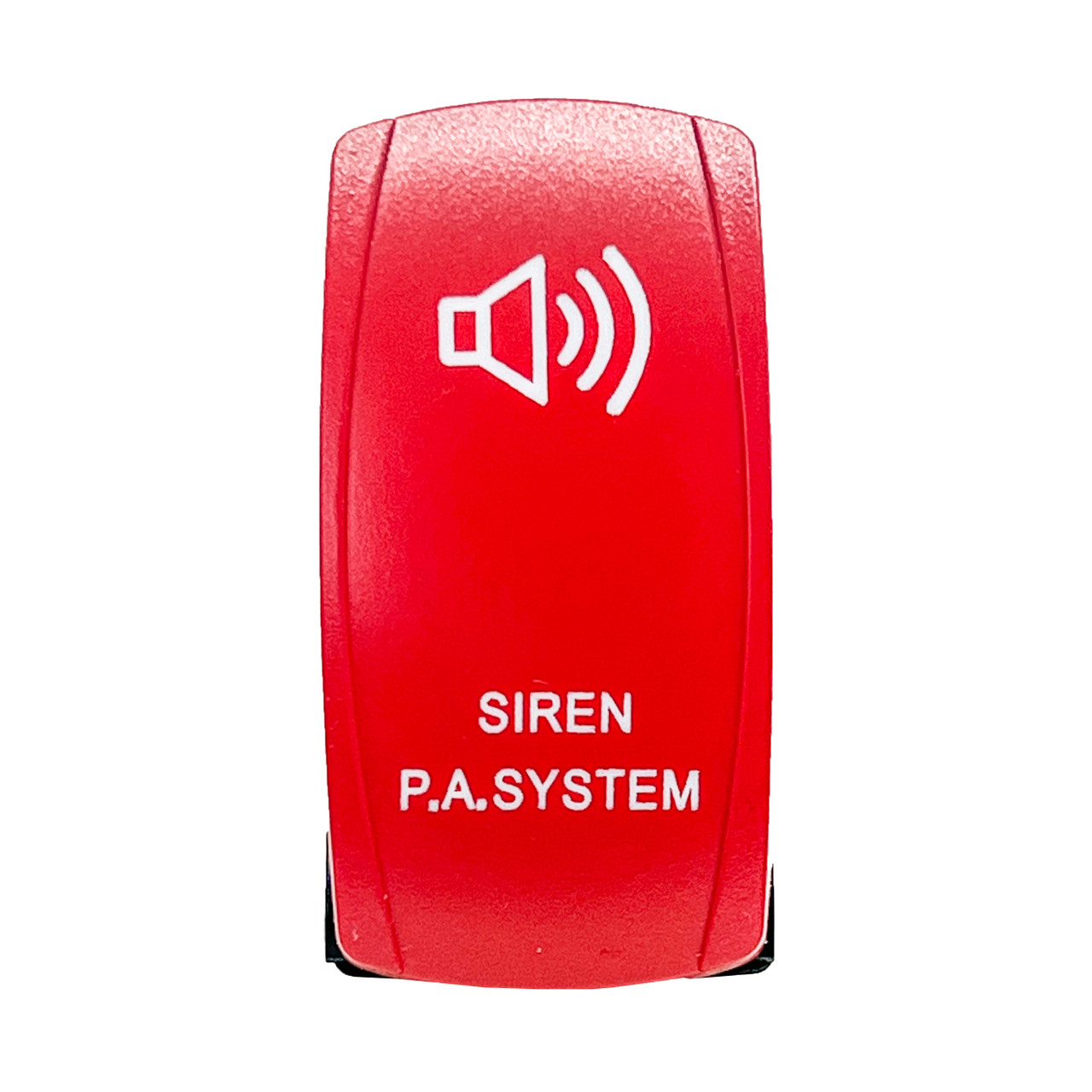 Siren PA System On/Off Red Rocker Switch 4-Pin Laser-Etched White