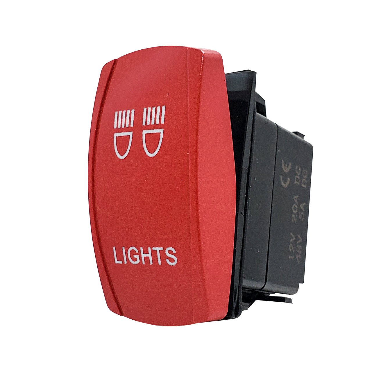 LIGHTS | On / Off Red Rocker Switch | 4-Pin 20A White LED Backlit ...