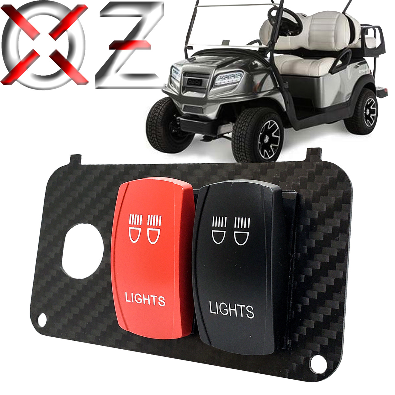 Carbon Fiber Golf Cart Key Switch Plate with Dual Laser-Etched