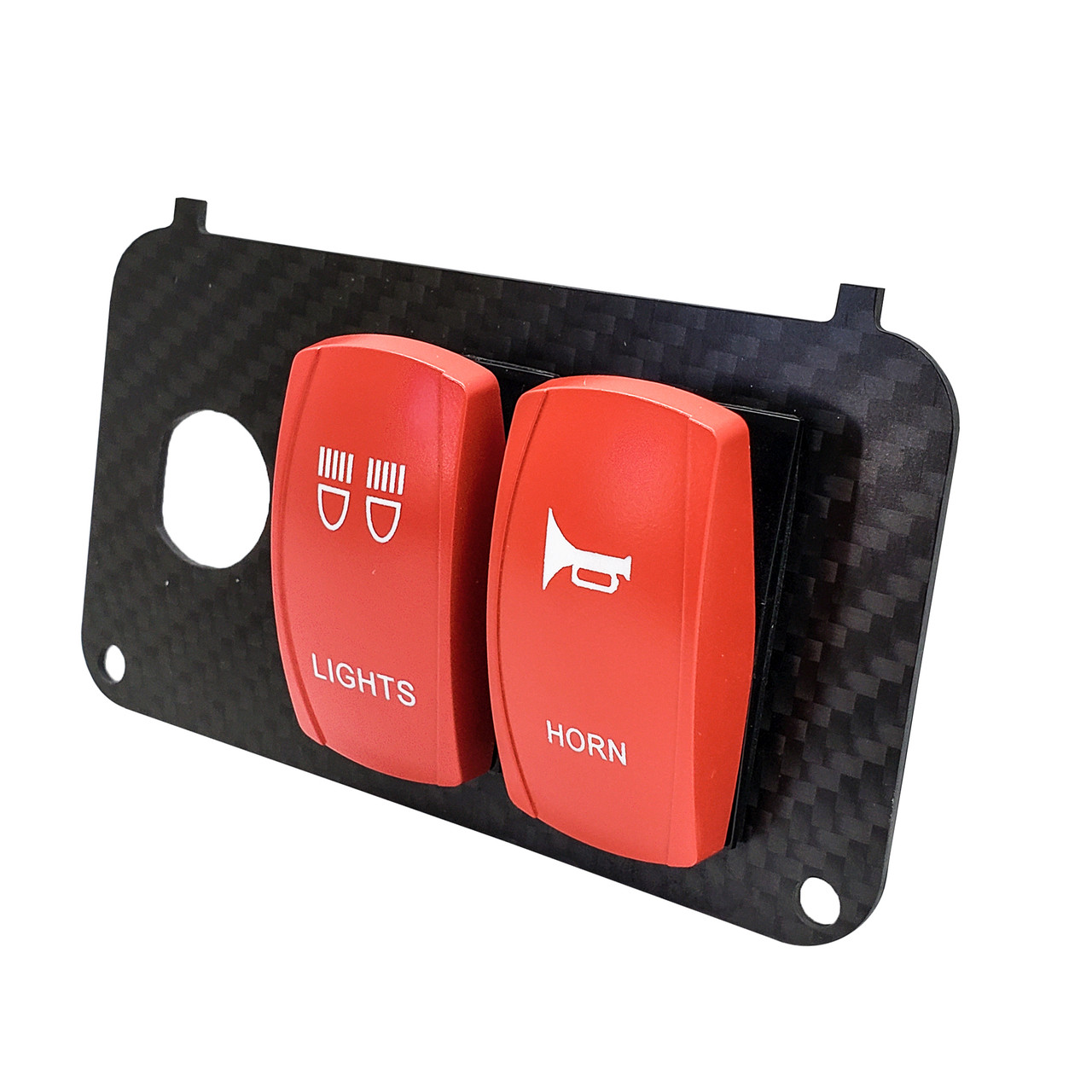 Carbon Fiber Golf Cart Key Switch Plate with Laser-Etched LIGHTS
