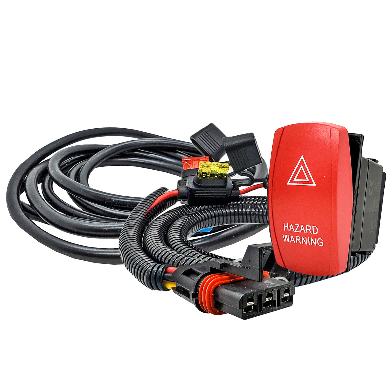 HAZARD WARNING On/Off Rocker Switch with Pulse Power Busbar Plug Wiring ...