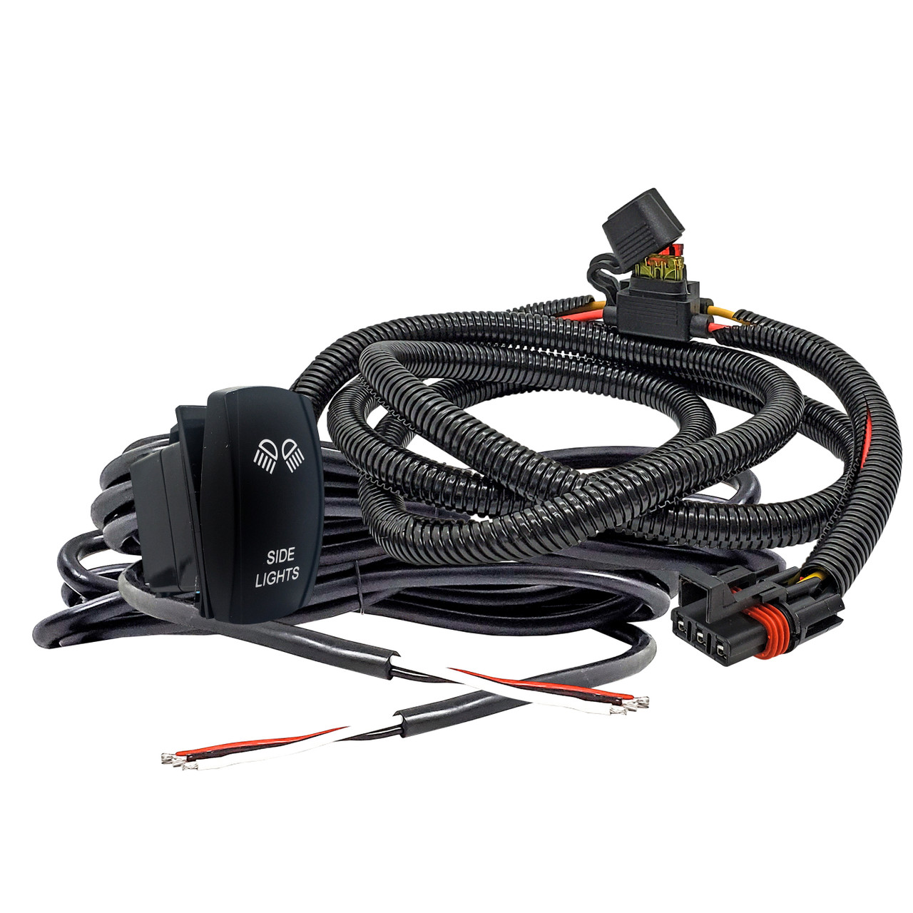 6ft Y-Split Wire Harness with Side Lights On/Off Rocker Switch
