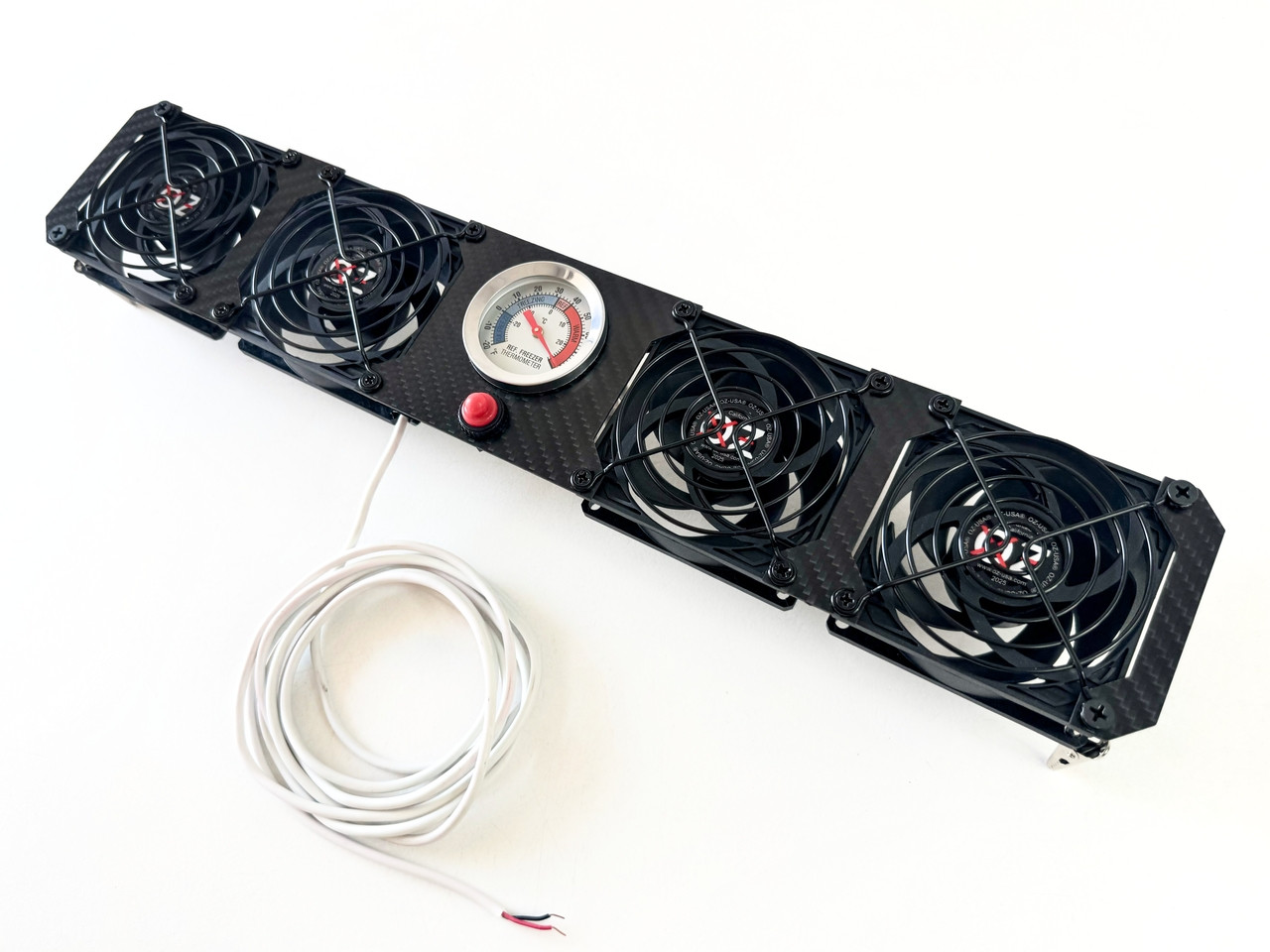 OZ-USA® Quad RV Fridge Fan with Thermometer 12v Carbon Fiber fits