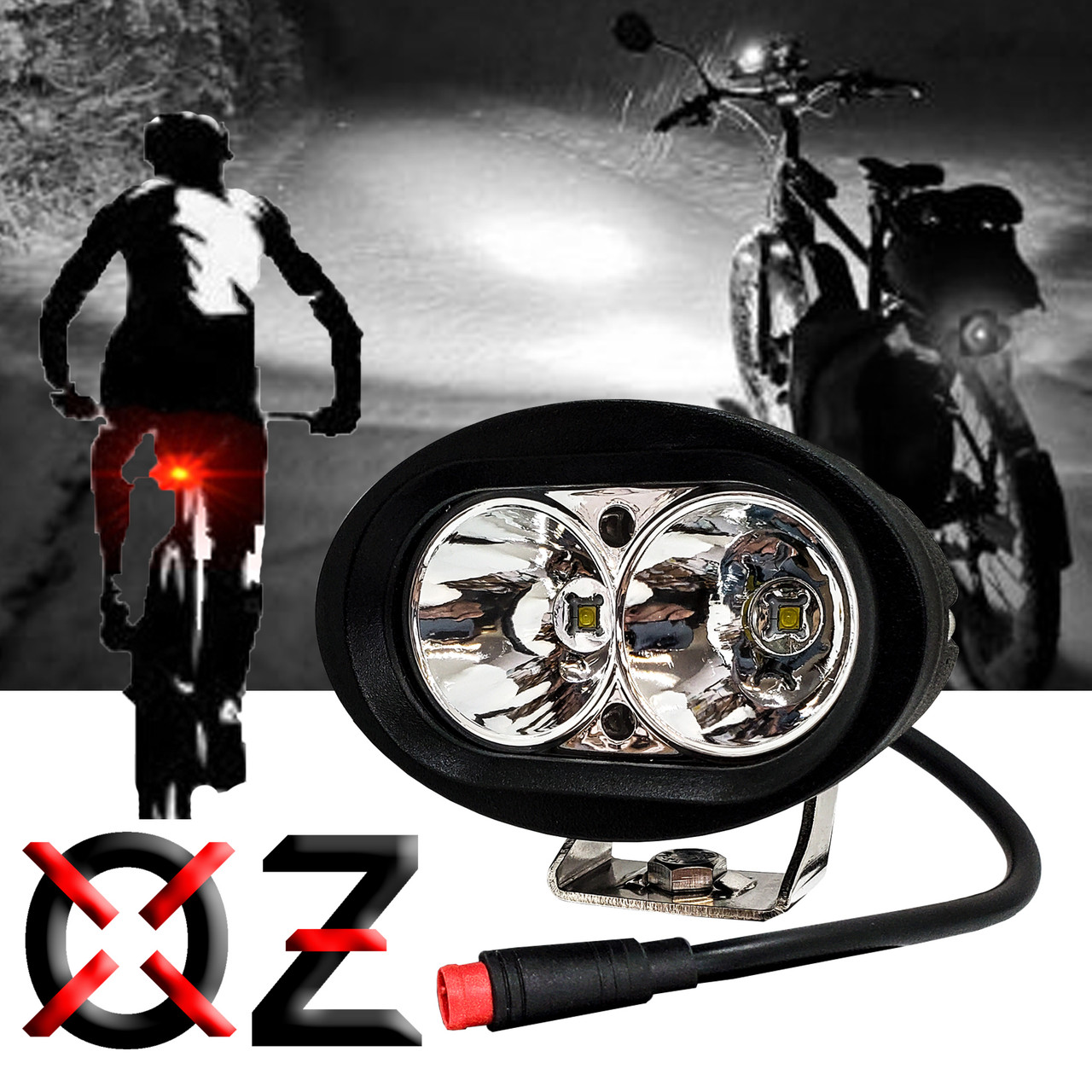 E-Bike LED Headlight 2-Pin Julet Plug Compatible with Lectric Velotric Aventon Juiced Bikes E-Bike LED Headlight 2-Pin Julet Plug Compatible with Lectric Velotric Aventon Juiced Bikes