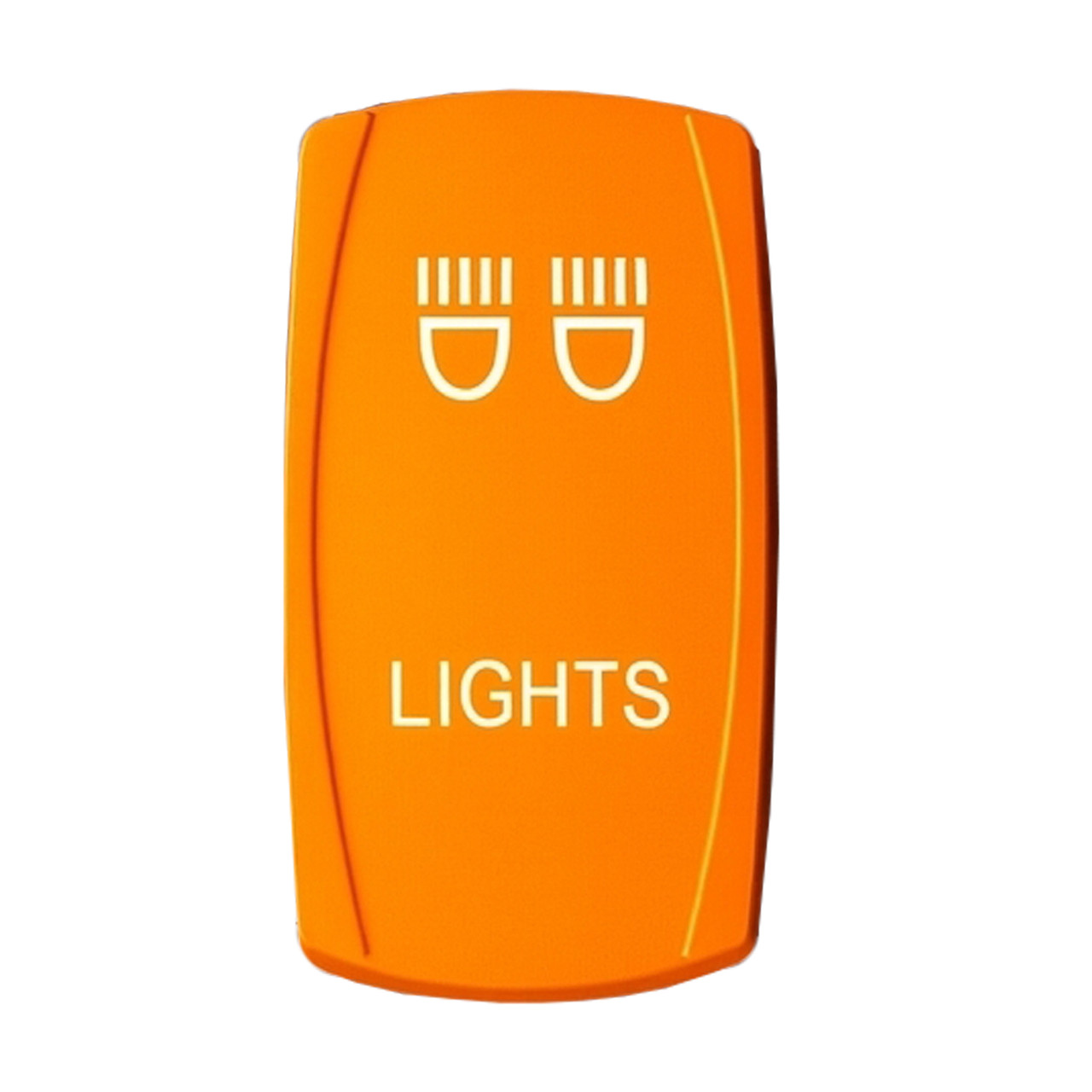 LIGHTS On/Off Yellow Rocker Switch – 4-Pin Laser-Etched White LED