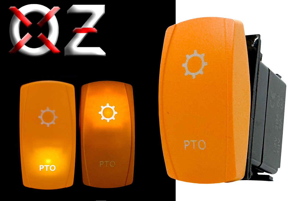 PTO On/Off Yellow Rocker Switch – 4-Pin Laser-Etched White LED