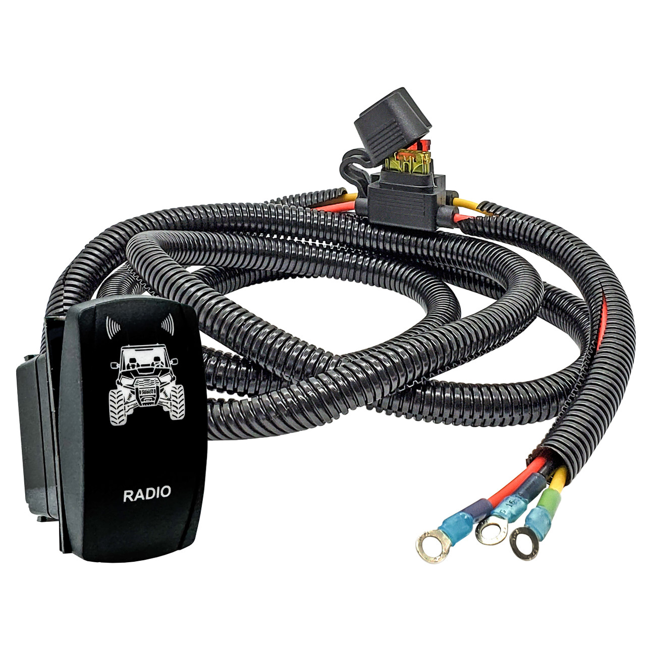 UTV RADIO On/Off Rocker Switch with Power Distribution Block Wire