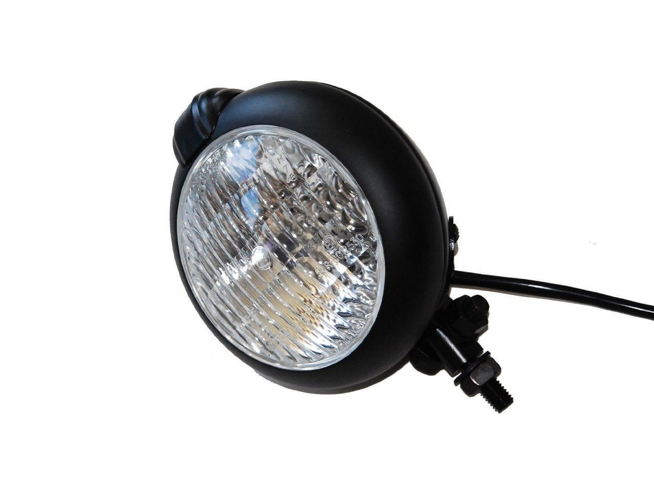 Retro Black Motorcycle Headlight Hi/Lo Halogen Bulb Triumph BSA Cafe Racer  Bobber Chopper Vintage