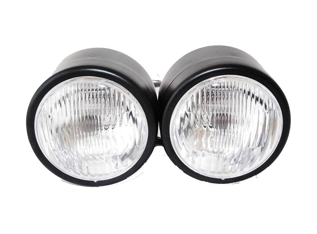 Black Twin Headlight Motorcycle Double Dual Lamp Street Fighter Naked  Dominator