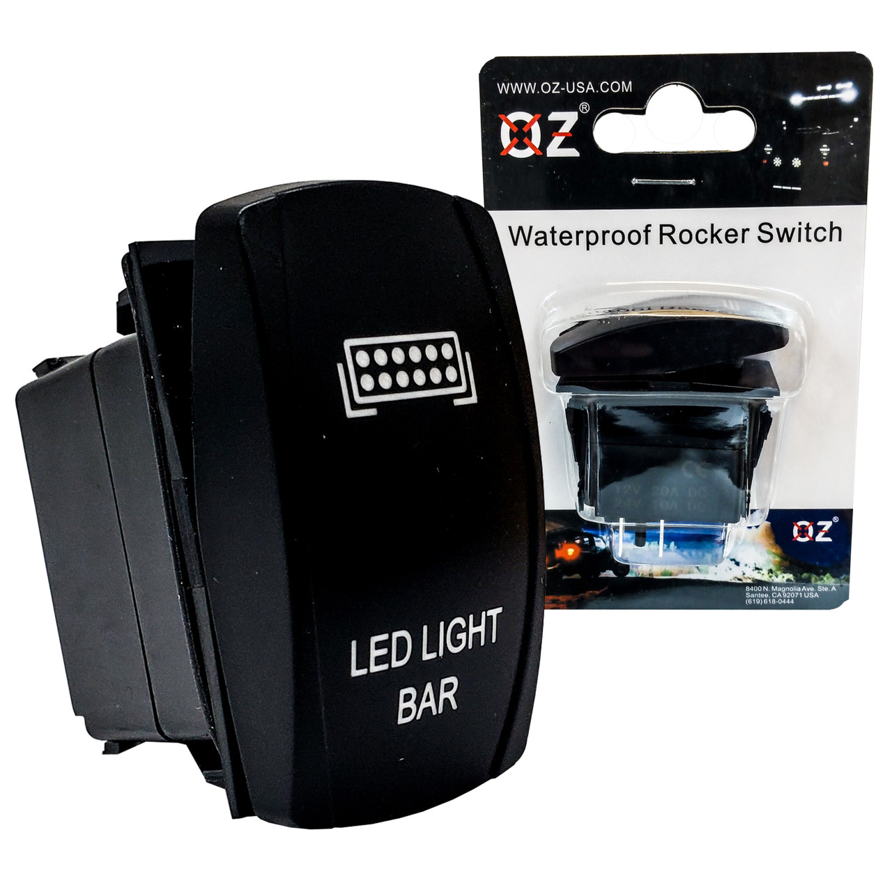 LED LIGHT BAR OZ-USA® On/Off Rocker Switch 4-Pin SPST Laser-Etch Blue