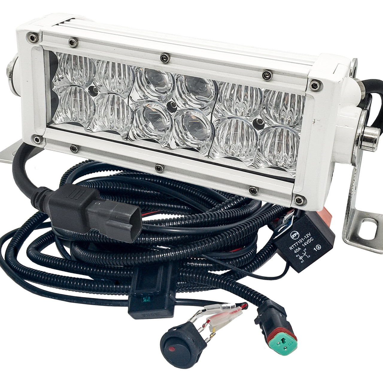 8 White 4D Series OZ-USA® 36w LED Light Bar Combo Beam Plug and
