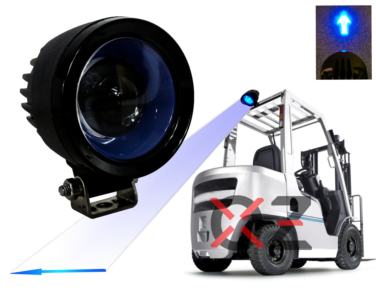 Red arc led projector forklift warehouse safety light