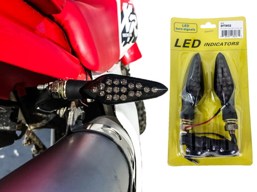 Motorcycle Turn Signal Red LED Light Rear Dual Intensity Smoke Lens 12 Volts Universal Blinker