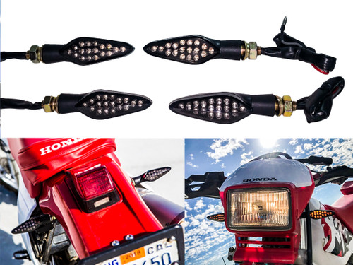 2 Pair Motorcycle Front & Rear Turn Signal Amber LED Light Dual Intensity Smoke Lens 12 Volts Universal Blinker
