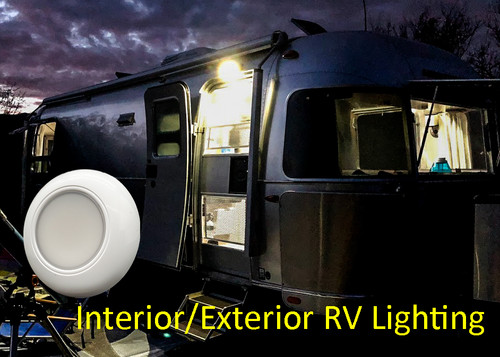 Set of 4 Surface Mount 3" Round Dome Light White LED 6000K Interior Exterior Waterproof 12v 24v Marine RV Truck Travel Trailer 