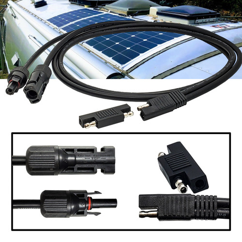 4' AWG #10 Cable Wire SAE Plug Reverse Polarity Adapter to DC Power MC4 Solar Panel  for Airstream Trailer RV 