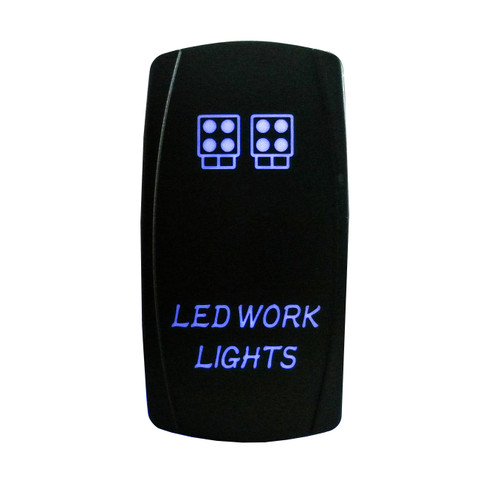 Work Light On/Off Rocker Switch 5-Pin SPST OZ-USA® Laser Etch Blue LED Truck SUV Offroad UTV Can-Am