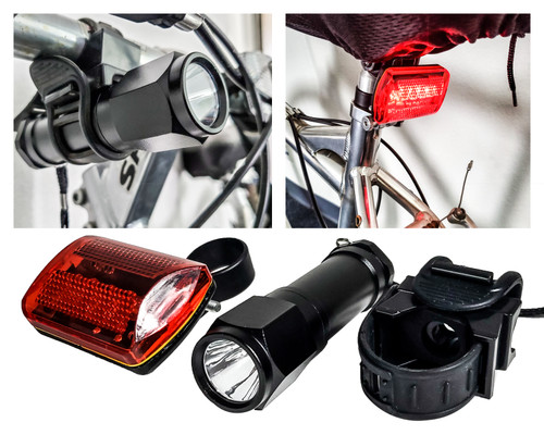 Bicycle Front and Rear Clip On White & Red  LED Light Safety Flashlight Waterproof Mountain Road Bike Moped Scooters 
