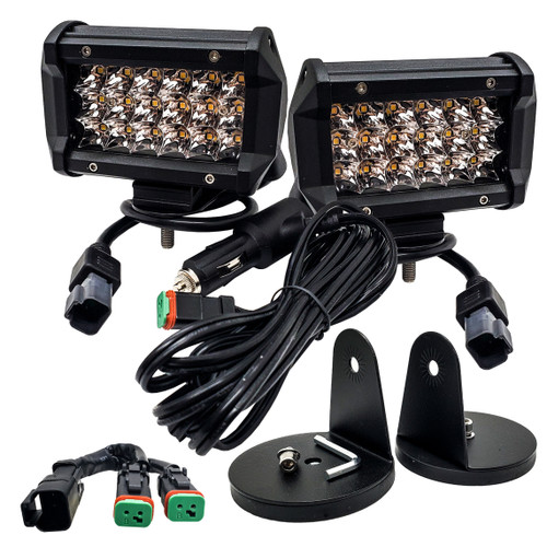 1 Pair 5" Magnet Base Mount LED Scene Light with Lighter Plug Adapter Wire Harness Kit for Off-road Truck RV 12V