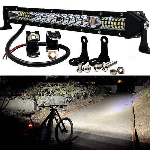 E Bike LED Light Bar Headlight with Bicycle Handlebar Clamps Compatible
