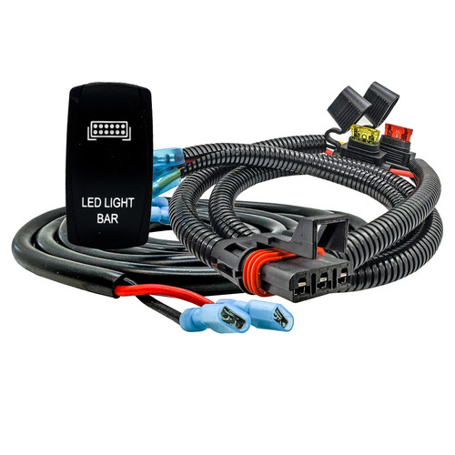 Power Bus Bar Plug Wire Harness Kit with On/Off LED Light Bar Rocker Switch Compatible with Polaris  RZR Pro Ranger Crew XP 2018-2025