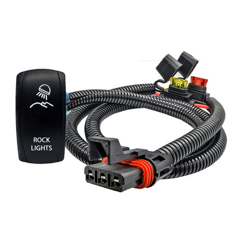 Pulse Power Bus Bar Plug Wire Kit with On/Off Rocker Switch for LED Rock Lights Compatible with Polaris RZR Pro Ranger Crew XP General