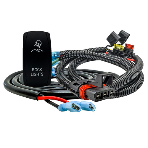 10ft. Pulse Power Bus Bar Plug Wire Harness with Laser-Etched Rock Lights On/Off Rocker Switch Compatible with Polaris RZR Pro General Ranger Crew XP