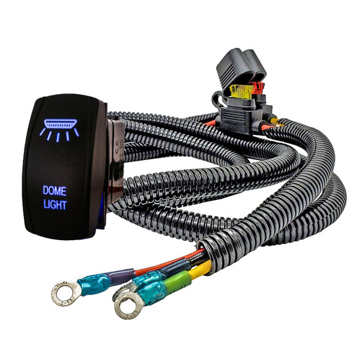 Dome Lights On/Off Red Rocker Switch with Power Distribution Block